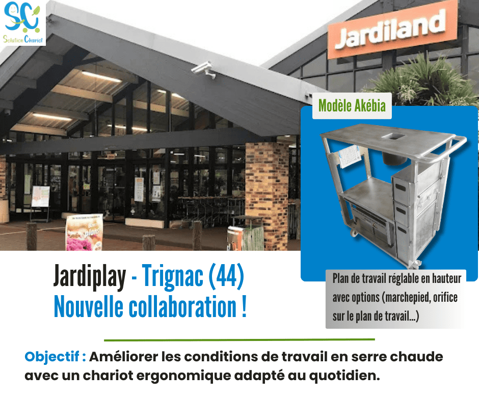 Chariot pour jardinerie, modèle Akébia, en situation au Jardiland de Trignac