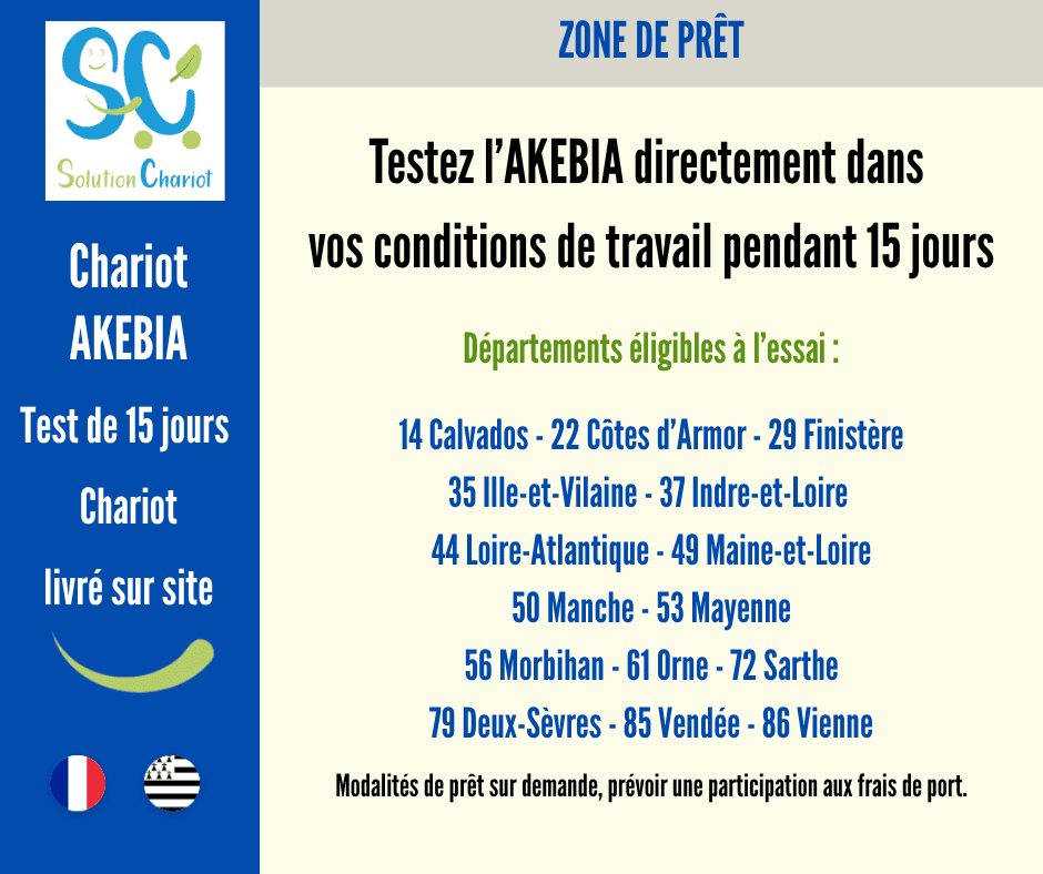 Zone de prêt du chariot de manutention ergonomique AKEBIA