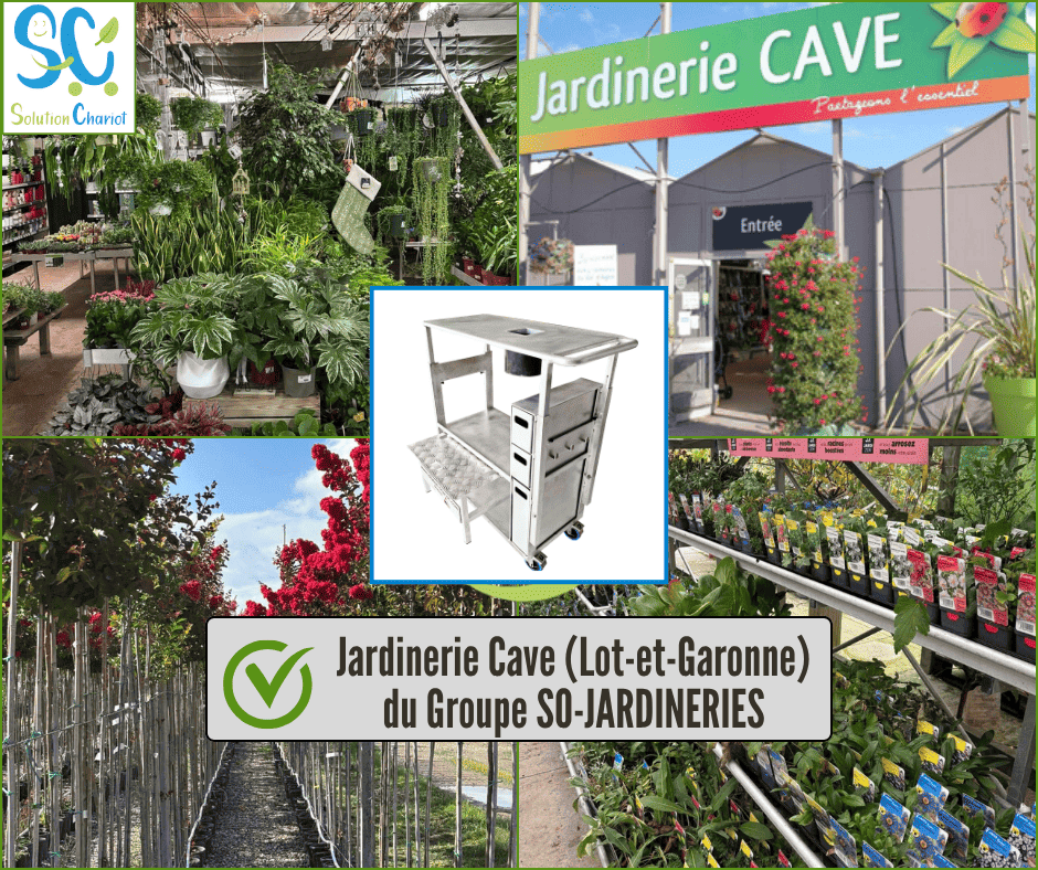 Chariot de manutention AKÉBIA installé à la Jardinerie Cave du Groupe SO-JA